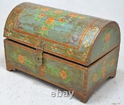 Vintage Wooden Half Round Top Storage Box Original Old Hand Crafted Fine Painted