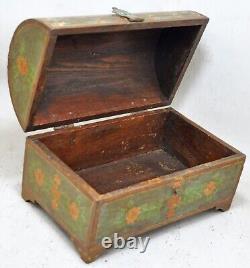 Vintage Wooden Half Round Top Storage Box Original Old Hand Crafted Fine Painted