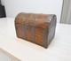 Vintage Wooden Half Round Top Storage Box Original Old Hand Crafted Metal Fitted