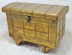 Vintage Wooden Jewellery Vanity Box Original Old Very Fine Brass Fitted