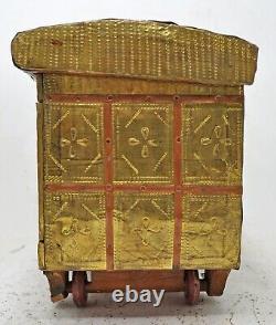 Vintage Wooden Jewellery Vanity Box Original Old Very Fine Brass Fitted