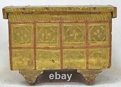 Vintage Wooden Jewellery Vanity Box Original Old Very Fine Brass Fitted