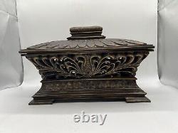 Vintage Wooden Lacquered Storage Box With Lid Decorative Heavy 12.5x7x9