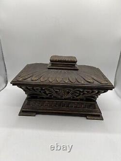 Vintage Wooden Lacquered Storage Box With Lid Decorative Heavy 12.5x7x9