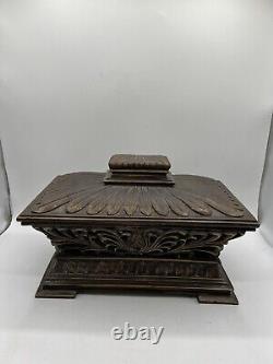 Vintage Wooden Lacquered Storage Box With Lid Decorative Heavy 12.5x7x9