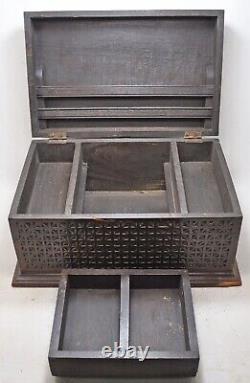 Vintage Wooden Large Size Shopkeepers Cash Chest Box Original Old Hand Crafted