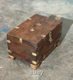 Vintage Wooden Large Size Storage Chest Box Original Hand Crafted Brass Fitted