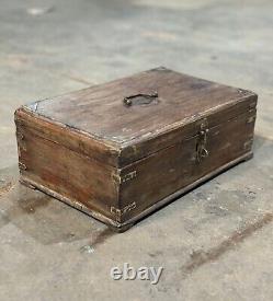 Vintage Wooden Large Size Storage Chest Box Original Hand Crafted Brass Fitted