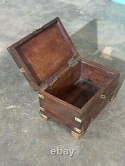 Vintage Wooden Large Size Storage Chest Box Original Hand Crafted Brass Fitted