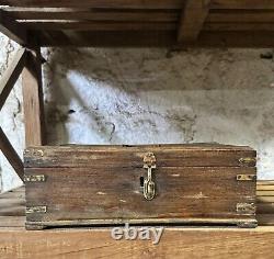 Vintage Wooden Large Size Storage Chest Box Original Hand Crafted Brass Fitted