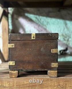 Vintage Wooden Large Size Storage Chest Box Original Hand Crafted Brass Fitted