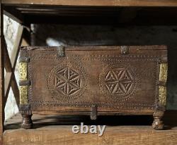 Vintage Wooden Large Size Storage Chest Box Original Hand Crafted Brass Fitted