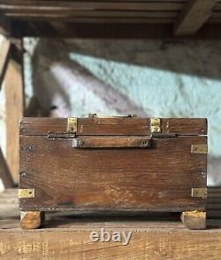 Vintage Wooden Large Size Storage Chest Box Original Hand Crafted Brass Fitted