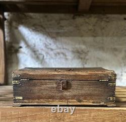 Vintage Wooden Large Size Storage Chest Box Original Hand Crafted Brass Fitted