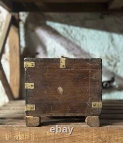 Vintage Wooden Large Size Storage Chest Box Original Hand Crafted Brass Fitted