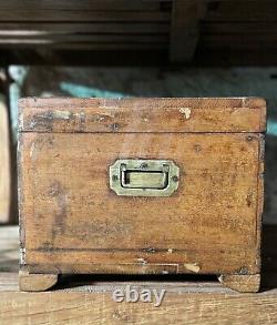 Vintage Wooden Large Size Storage Chest Box Original Hand Crafted Brass Fitted