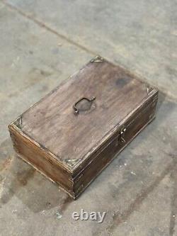 Vintage Wooden Large Size Storage Chest Box Original Hand Crafted Brass Fitted