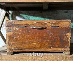 Vintage Wooden Large Size Storage Chest Box Original Hand Crafted Brass Fitted