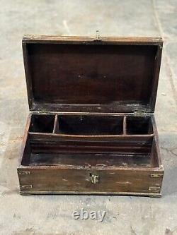 Vintage Wooden Large Size Storage Chest Box Original Hand Crafted Brass Fitted