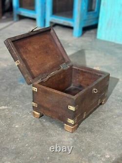 Vintage Wooden Large Size Storage Chest Box Original Hand Crafted Brass Fitted