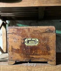 Vintage Wooden Large Size Storage Chest Box Original Hand Crafted Brass Fitted