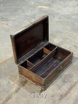 Vintage Wooden Large Size Storage Chest Box Original Hand Crafted Brass Fitted