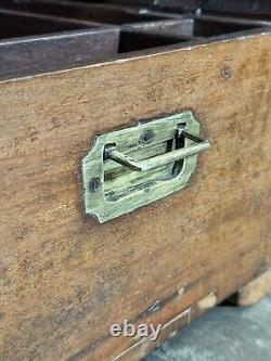 Vintage Wooden Large Size Storage Chest Box Original Hand Crafted Brass Fitted