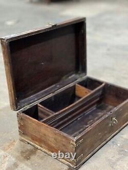 Vintage Wooden Large Size Storage Chest Box Original Hand Crafted Brass Fitted