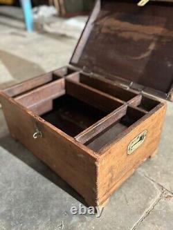 Vintage Wooden Large Size Storage Chest Box Original Hand Crafted Brass Fitted