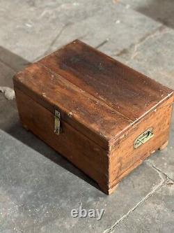 Vintage Wooden Large Size Storage Chest Box Original Hand Crafted Brass Fitted