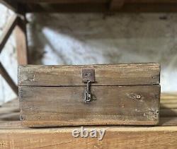 Vintage Wooden Large Size Storage Chest Box Original Hand Crafted Brass Fitted87