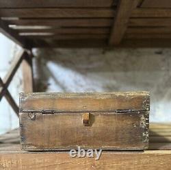 Vintage Wooden Large Size Storage Chest Box Original Hand Crafted Brass Fitted87