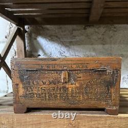 Vintage Wooden Large Size Storage Chest Box Original Hand Crafted Metal Fitted91