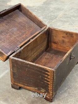 Vintage Wooden Large Size Storage Chest Box Original Hand Crafted Metal Fitted91