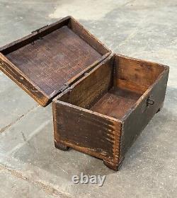 Vintage Wooden Large Size Storage Chest Box Original Hand Crafted Metal Fitted91