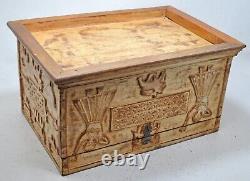 Vintage Wooden Large Size Storage Chest Box Original Old Hand Crafted Carved