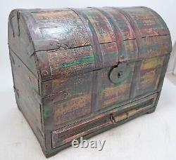 Vintage Wooden Large Storage Chest Box Original Old Hand Crafted Rustic