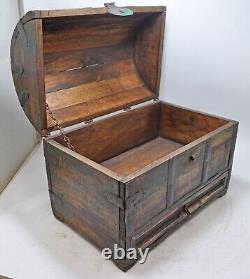 Vintage Wooden Large Storage Chest Box Original Old Hand Crafted Rustic