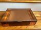 Vintage Wooden Lidded Copper Colored Metal Storage Box 14.5 X 10 X 3.5