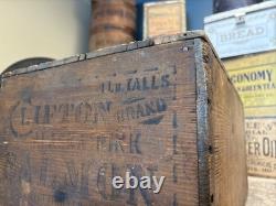 Vintage Wooden Pink Alaska Salmon Crate Clifton Brand Kroger Grocery Fish Box