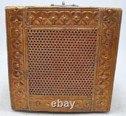 Vintage Wooden Square Storage Chest Box Original Old Hand Crafted Brass Fitted