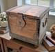 Vintage Wooden Square Storage Chest Box Original Old Hand Crafted Metal Fitted