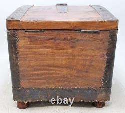 Vintage Wooden Square Storage Chest Box Original Old Hand Crafted Metal Fitted