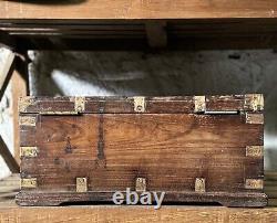 Vintage Wooden Storage Chest Box Original Old Fine Hand Crafted Brass Fitted