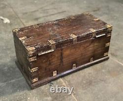 Vintage Wooden Storage Chest Box Original Old Fine Hand Crafted Brass Fitted