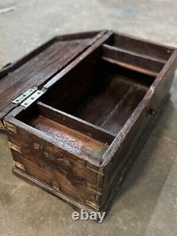 Vintage Wooden Storage Chest Box Original Old Fine Hand Crafted Brass Fitted