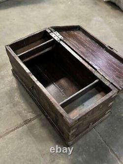 Vintage Wooden Storage Chest Box Original Old Fine Hand Crafted Brass Fitted