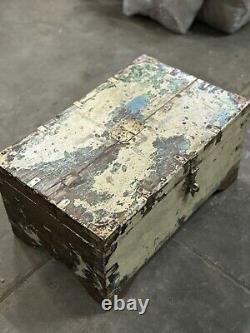 Vintage Wooden Storage Chest Box Original Old Fine Hand Crafted Brass Fittings93