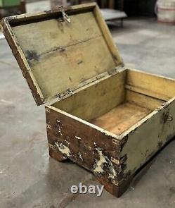 Vintage Wooden Storage Chest Box Original Old Fine Hand Crafted Brass Fittings93