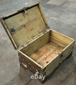 Vintage Wooden Storage Chest Box Original Old Fine Hand Crafted Brass Fittings93